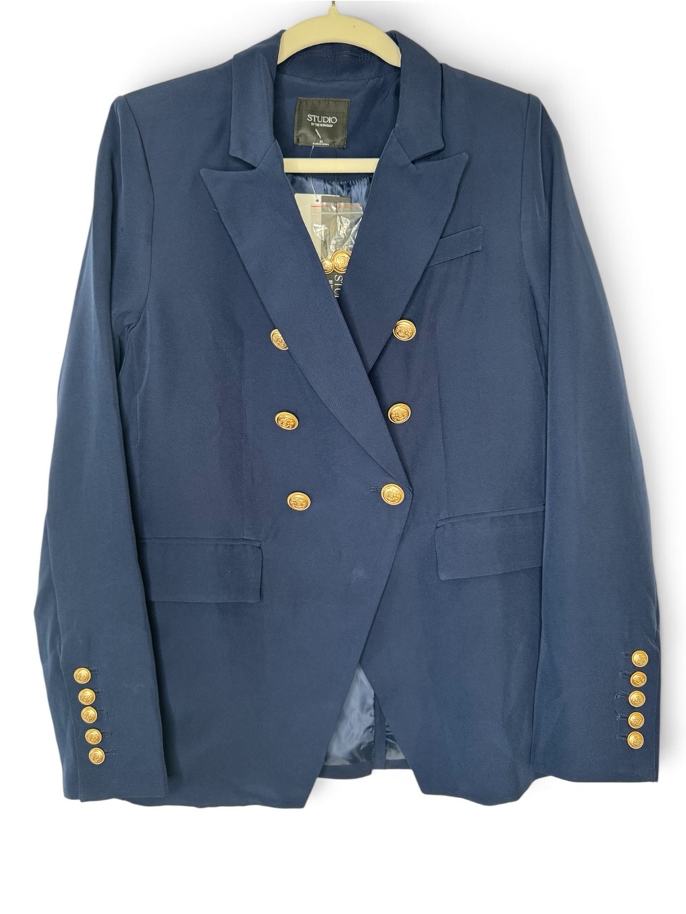 NWT ✨ Studio Navy Double-Breasted Blazer with Gold Buttons size medium